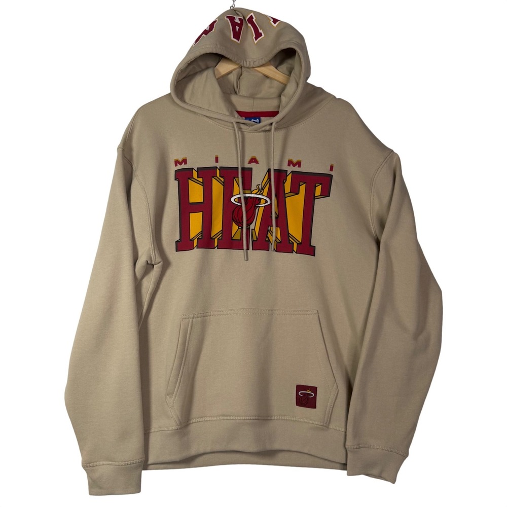 Miami Heat Hoodie Mens Size Large‎ NBA Ultra Game Tan Graphic Pullover